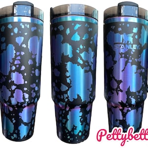 Chroma Cowhide Print Tumbler  - engraved Country Tumbler - 40oz tumbler with handle - Cow Print Tumbler - Longhorn Cow