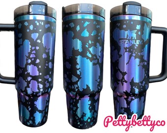 Chroma Cowhide Print Tumbler  - engraved Country Tumbler - 40oz tumbler with handle - Cow Print Tumbler - Longhorn Cow