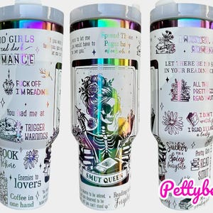Smut Queen Tumbler - Dark Romance Reader Tumbler -  Engraved Cup - Custom Engraved Cup   40oz tumbler with handle - Romance Book Theme