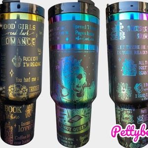 Smut Queen Black Rainbow - Dark Romance Reader Tumbler -  Engraved Cup - Custom Engraved Cup   40oz tumbler with handle - Romance Book Theme