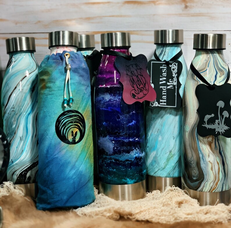 Water BottleGlitter Ombr\u00e9 Water BottleCustom Water BottlePersonalized Bottle Alcohol inked bottle