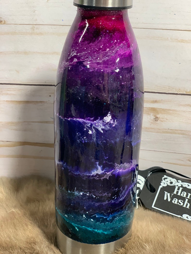 Water BottleGlitter Ombr\u00e9 Water BottleCustom Water BottlePersonalized Bottle Alcohol inked bottle