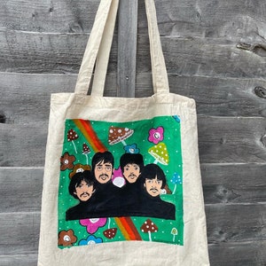 Beatles Hand painted tote bag