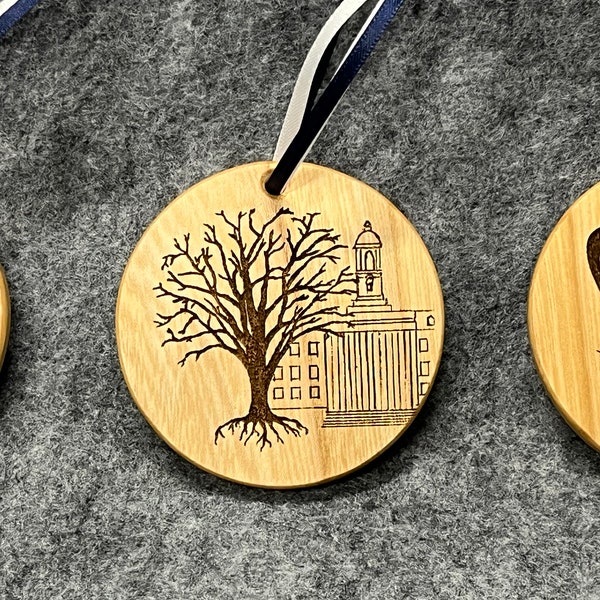 Penn State Ornaments  Made from salvaged campus elms.