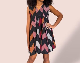 XS, S, M-Genuine hand woven ikat mini dress. XS, Small, Medium. Summer wedding worthy.