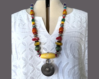 Statement necklaces with beads and findings.
