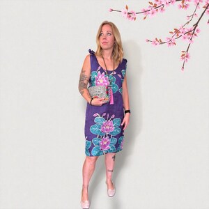 Party dress: Hand painted 100 percent silk. Indian handloom. Hand made. Size Small (6) and Large. image 4
