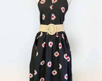 S/M - Handwoven Ikat Cotton Halter Neck Dress – Double Ikat Indian Fabric