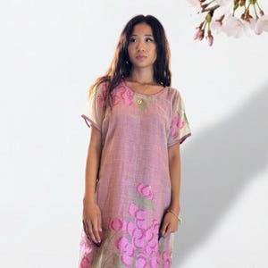 knee length shift dresses with sleeves Zipper Pocket Linen Dress for Women Crew Neck Short Sleeve Shift Dresses Summer Casual Knee Length Dress with Pockets