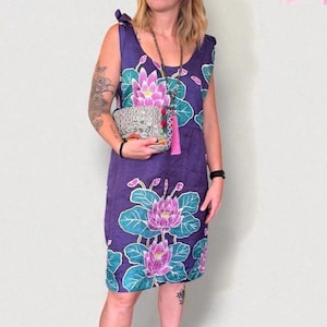 Party dress: Hand painted 100 percent silk. Indian handloom. Hand made. Size Small (6) and Large. image 1
