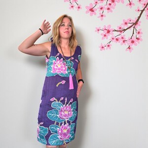 Party dress: Hand painted 100 percent silk. Indian handloom. Hand made. Size Small (6) and Large. image 2