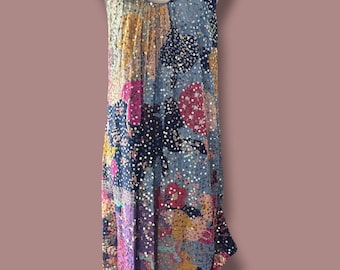 34-38C Blue/black/multi party dress with hand stitched sequins, small/medium. Formal or informal occasion dress. Flapper dress.