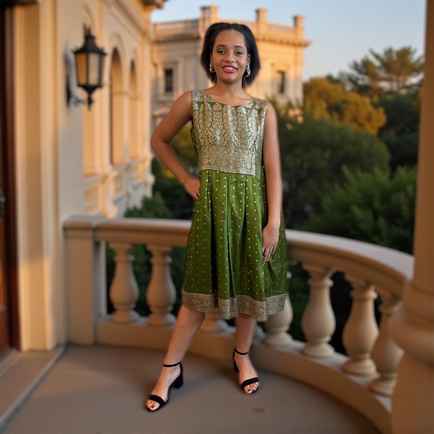 green emerald velvet dress Mismatched Gold Sequin One Shoulder Shinning V-Neck Knee-Length Cheap –  Wish Gown main image 0