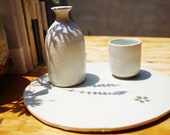 Japanese sake set, pottery flagon and cup, whiskey tumbler, father 39 s day gift