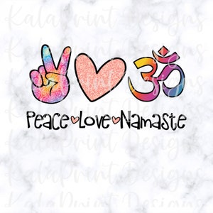 Pace Amore Namaste PNG File per la stampa sublimazione, DTG stampa pronto per stampare sublimazione Scarica Om Sign Yoga Lover PNG per T-Shirt Yogi