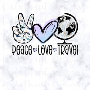 Frieden Liebe Reise PNG Road Trip PNG Welt Karte Globus Png-Datei für Sublimation Druck, DTG Druck bereit, Sublimation herunterladen Camper