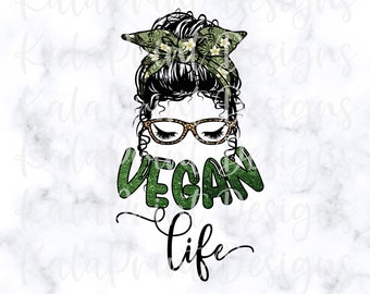 Vegan Life PNG Vegan Food Lover PNG Woman Face Tropical Bandana File for Sublimation Printing DTG Print Ready to Print Sublimation Download