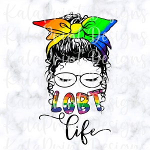 LGBT Life PNG Lesbisch Png Meisje Gezicht Met Regenboog Bandana Png Bestand voor Sublimatie Afdrukken, DTG Print Klaar om Sublimatie Te Printen Download