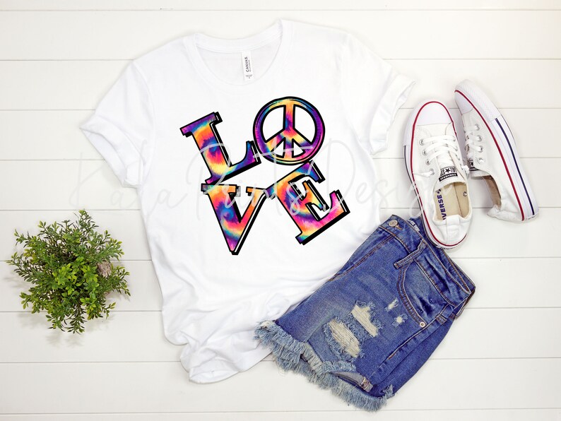 Tie Dye Love Peace Sign PNG, Hippie Sublimation Design (digital ...