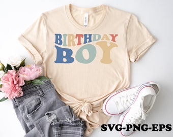 Birthday Boy SVG PNG EPS, Boys Birthday, Wavy Letters, Toddler Birthday Svg Png File for Sublimation Download, Cricut, Silhouette