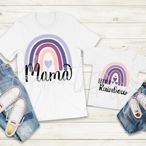 Mutter Tochter PNG Mama und mich Regenbogen Mama kleine Regenbogen PNG-Datei für Sublimation Druck DTG Druck bereit zum Drucken Sublimation Download