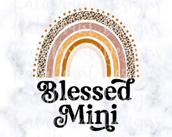 Blessed Mini PNG Boho Leopard Rainbow Retro Mama And Me PNG File for Sublimation Printing DTG Print Ready to Print Sublimation Download
