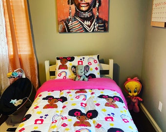 African American Black Girl Twin 2-piece Comforter Set