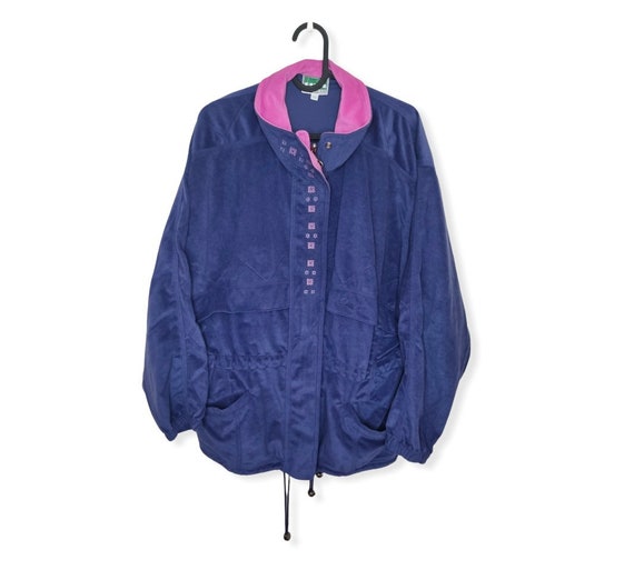 Diadora 90s purple and pink velour jacket/Parker … - image 2