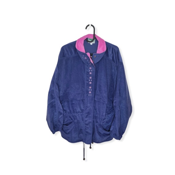 Diadora 90s purple and pink velour jacket/Parker … - image 1
