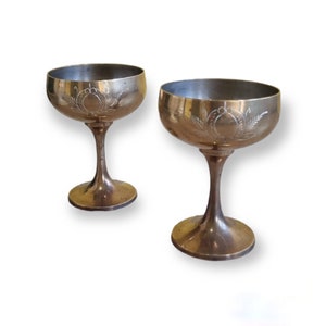 Vintage Brass Wine Goblets Set of 4