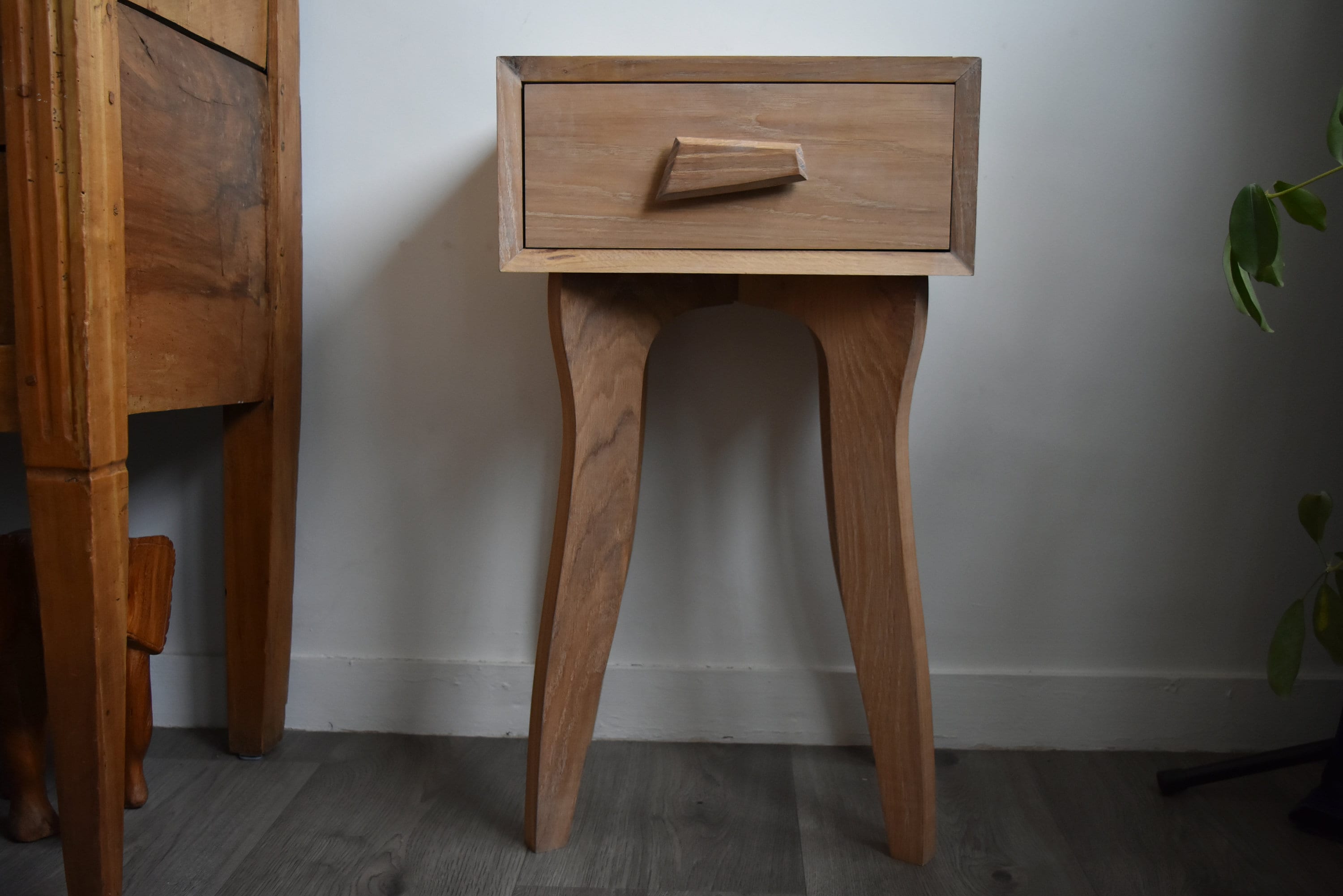 Solid Oak Bedside Table Decorated With Sculptures of Your Choice Etsy UK