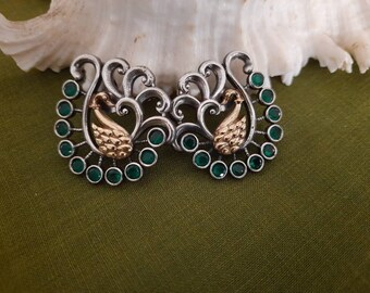 handcrafted tribal jewelry; blue earrings peacock blue medieval ethnic earrings set with medieval oxidized copper