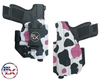 Carbon Fiber Black and Pink Cow - Inside the Waistband (IWB) Holster LCP2, Glock 17, 19, 26 43, 43X, Shield, P365, Hellcat, Sig, XMacro, MC9