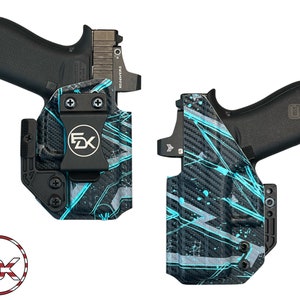 Carbon Fiber Geometric Pattern - Iinside the Waistband (IWB) Holster Glock, Springfield, Canik, FN, Smith and wesson, Ruger, Sig Sauer
