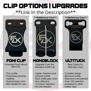 The image is a collage of three different clip options for a belt clip, each with its own unique features and benefits.