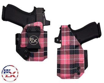 Carbon Fiber Pink Plaid - Inside the Waistband (IWB) Holster LCP2, Glock 17, 19, 26 43, 43X, Shield, P365, Hellcat, rdp, Sig, X-macro