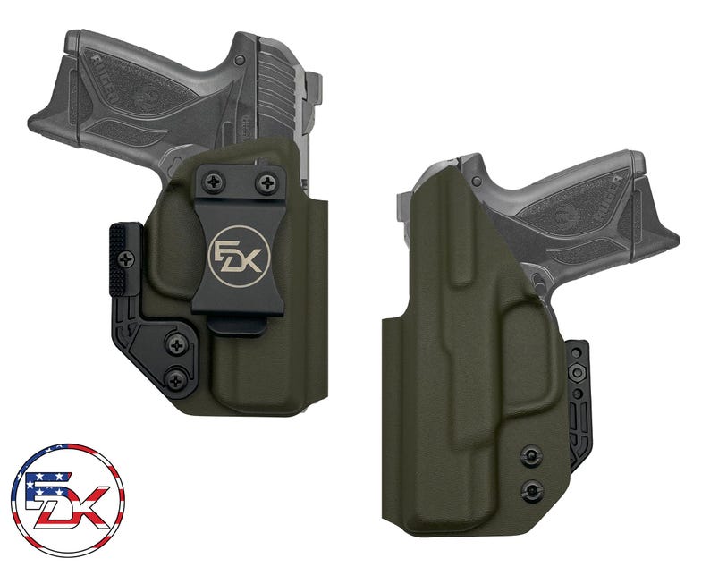 Funda de Kydex para el interior de la cintura (IWB) de Ruger Security 380, de color sólido OD Green