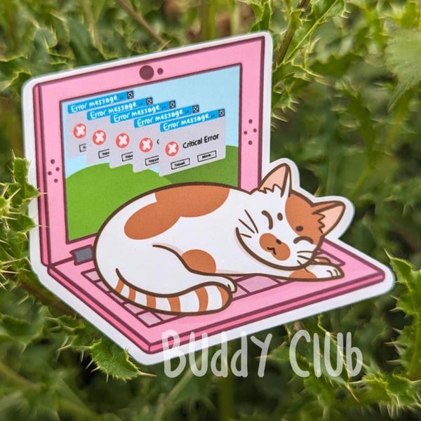 Laptop Cat / Matte Sticker/ Matt Viynl / Kiss cut / Kawaii