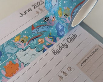 Ocean creatures /washi tape / 10 meters / Paper tape / Vegan