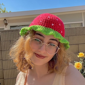 Strawberry Crocheted Bucket Hat