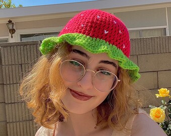 Erdbeere gehäkelte Bucket Hat