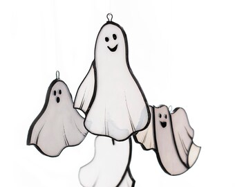 Funny flying ghost figurines stained glass halloween decor spooky baby mobile