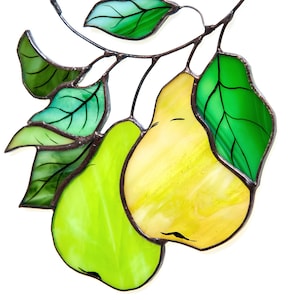 Perentak Glas-in-lood raamgordijnen perenboom blad fruit citrusplant tuin cadeau voor natuurliefhebber