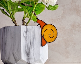 Curios Snail Plant Pot Stained Glass Decor Garden Accent gift for plant lovers pots accessory