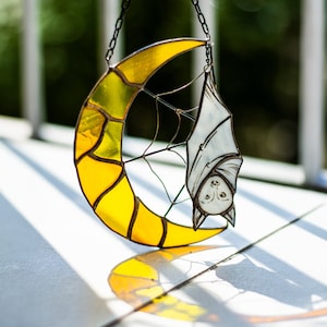 Halloween Fledermaus und Mond Glasmalerei Gruselige Dekoration Fenster Dekor
