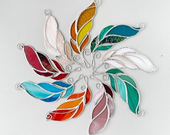 Feather Stained Glass Suncatcher, Window hangings Decor, Home sun Gift, Stain Glass hangings, catcher Living decor gift