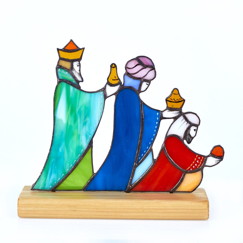 Stained Glass Nativity Set Native Scene Birth of Jesus Holy Etsy