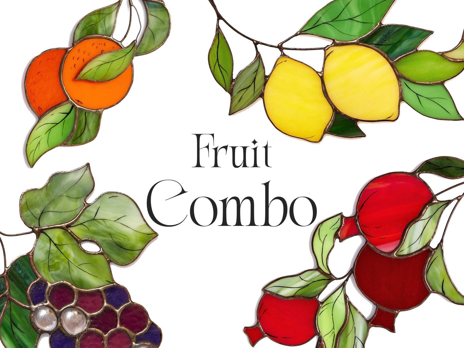 Fruit Combo Set of Stained Glass Fruits Summer Combination Etsy
