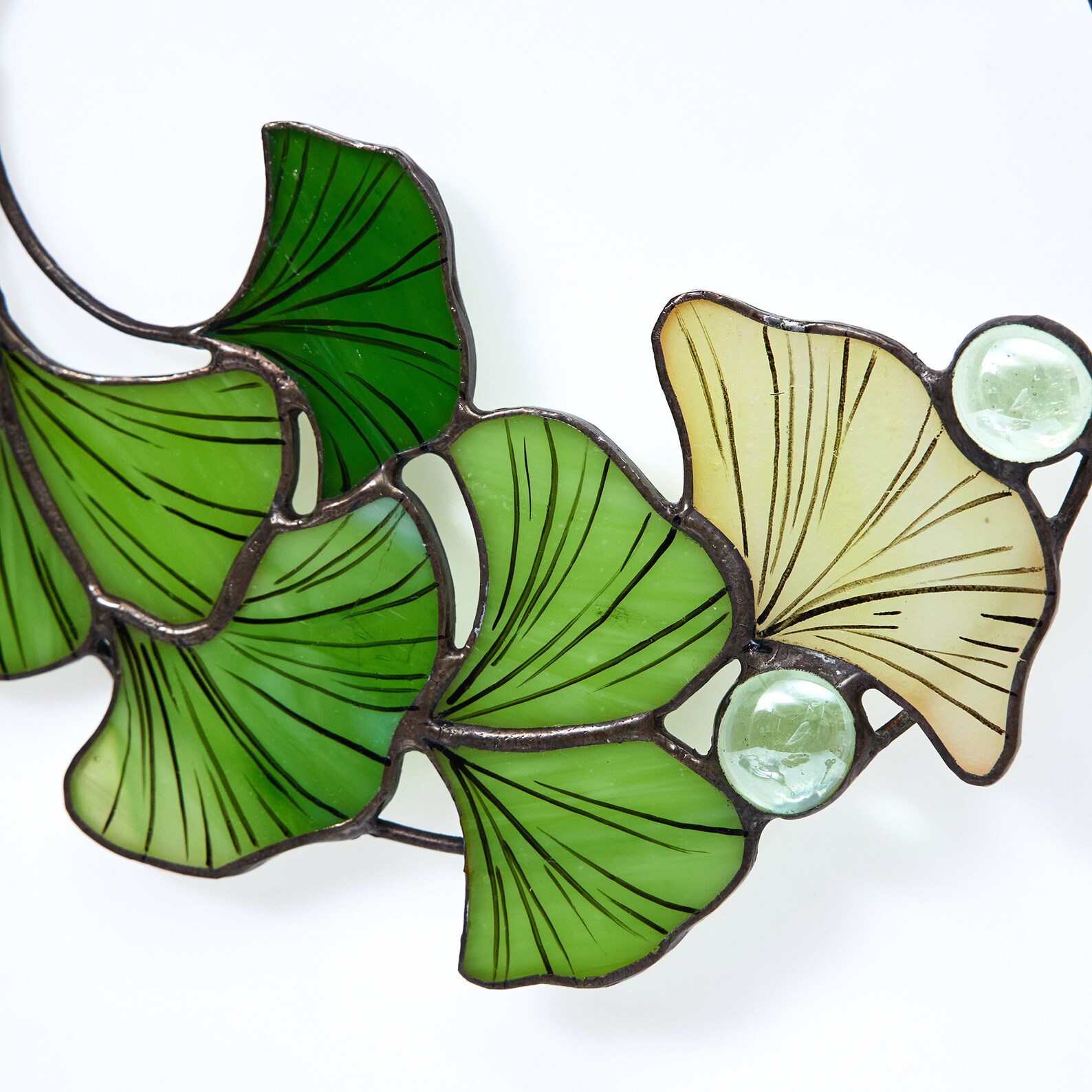 Stained Glass Ginkgo Biloba Suncatcher Leaves Branch Window Etsy UK