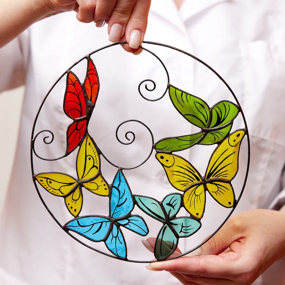 Stained Glass Window Panel Hang | Colorful Life Tree
